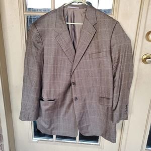 Hickey Freeman Men's Custom Surgical Cuffs Brown Plaid Wool 2 Button Blazer 51 R